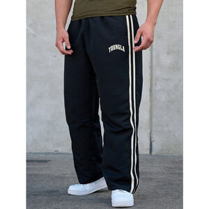 Youngla Mens Flagship Track Pants Large Black Windbreaker Stripe Athletic Gym